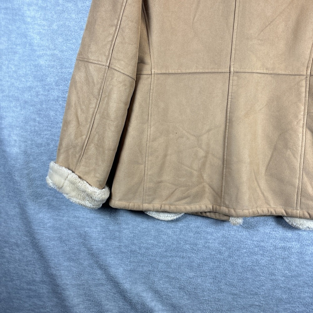 Talbots Faux Suede Fur Jacket S Rancher Coat Tan Barn Western Classic Cowgirl - Picture 12 of 16